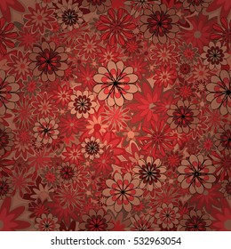Floral background in vintage style. Vector illustration, eps10, contains transparencies, gradients and effects. Red flowers.