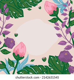 floral background with violets and roses