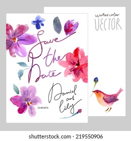 Floral background, watercolor painting vector