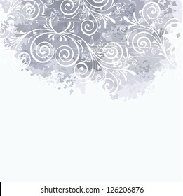 Floral background. Watercolor splatter with floral pattern. Vector illustration.