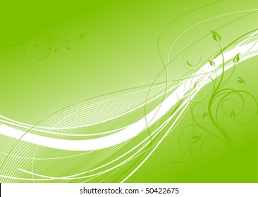 Floral background with waves