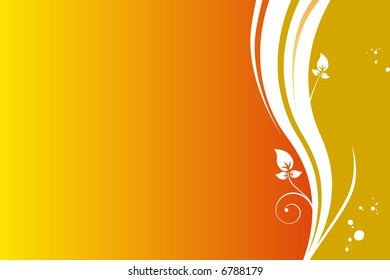 Floral background with waves and ornaments - vector illustration