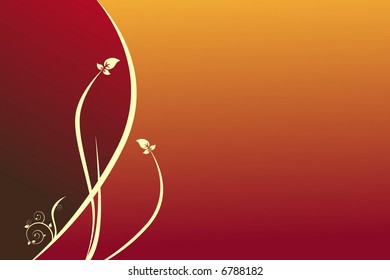 Floral background with waves and ornaments - vector illustration