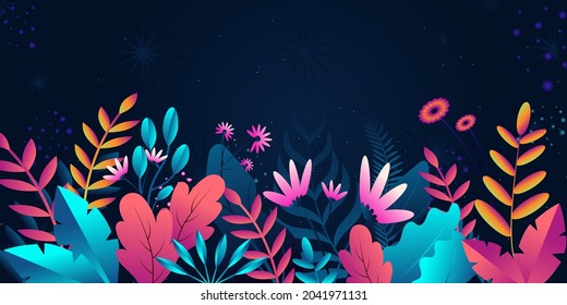 Fondo floral para web y aplicaciones, ilustración plana 
