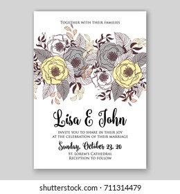 Floral background for wedding and bridal shower invitation card vector template