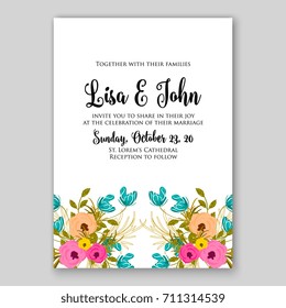 Floral background for wedding and bridal shower invitation card vector template
