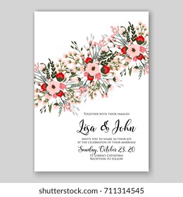 Floral background for wedding and bridal shower invitation card vector template