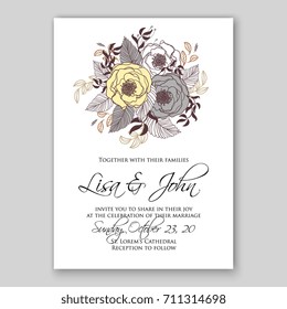 Floral background for wedding and bridal shower invitation card vector template
