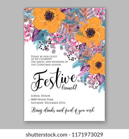 Floral background for wedding invitation, baby shower invitation, christmas party invitation, bridal shower invitation, greeting card, floral clip art vector illustration