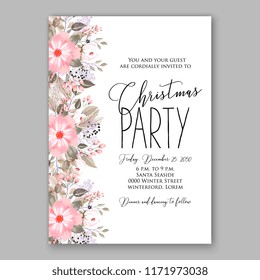 Floral background for wedding invitation, baby shower invitation, christmas party invitation, bridal shower invitation, greeting card, floral clip art vector illustration