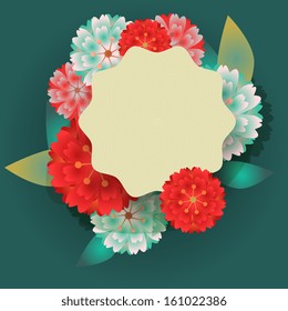 Floral background with white label