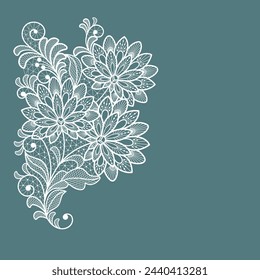 Floral background with white lace flowers. Vector elegant pattern for wedding invitation, restaurant menu, luxury brochure, business, sale template