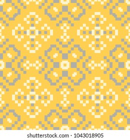 Floral background. Yellow gray and white seamless pattern for wallpaper, textile and fabrics