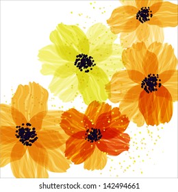 Floral background with yellow and orange flowers