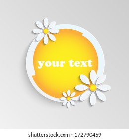 floral background.banner in the shape of a circle decorated with flowers.vector