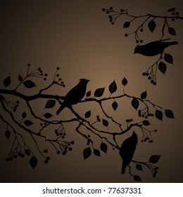 Floral Background,birds on the tree
