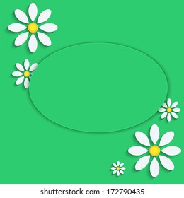 floral background.camomiles from a paper on a green background.vector