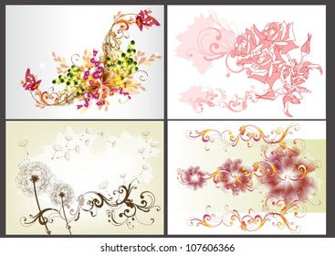 Floral  backgrounds design vector set