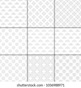 Floral backgrounds with gray and white seamless pattern. Design for wallpapers and textile