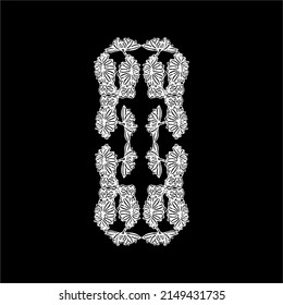 Floral Backgrounds, Psychedelic Flowers in Black and White. Vector Illustration