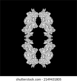 Floral Backgrounds, Psychedelic Flowers in Black and White. Vector Illustration