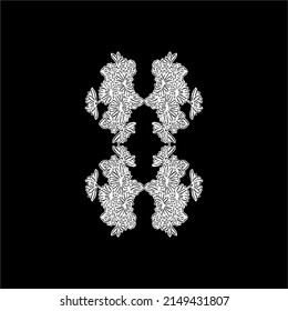Floral Backgrounds, Psychedelic Flowers in Black and White. Vector Illustration