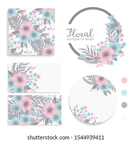 Floral backgrounds - set of floral cards and wreath