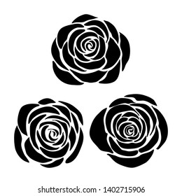 Floral background.Silhouette of roses on a white background.