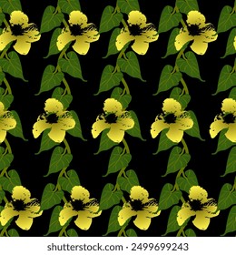 Blumen-Bail mit gelben Blumen wiederholt Design-Muster. sstkBackground.