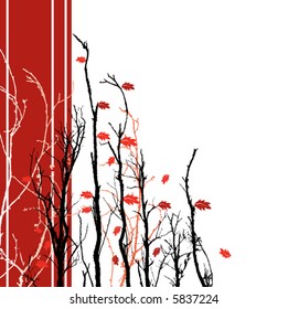 A floral bakground with vertical lines and trees