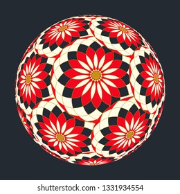 floral balloon lantern symbol in red black gold shades