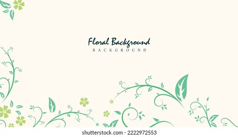 Floral banner background with flower and leaf on white background