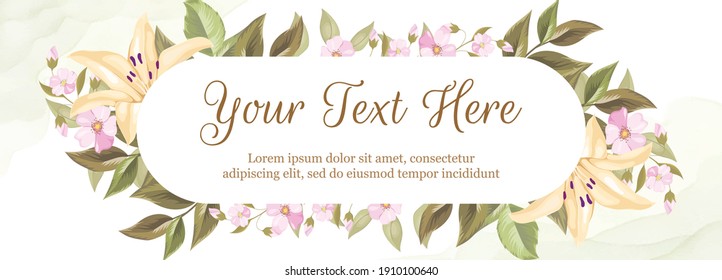 Floral Banner Background Template Design with Lily Flowers and Roses