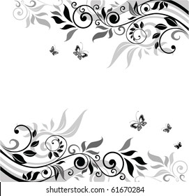 Floral Banner (black And White)