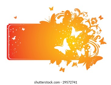 Floral banner with butterfly