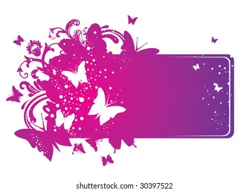 Floral banner with butterfly, vector