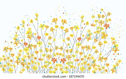 Floral banner with daffodil flowers cute design