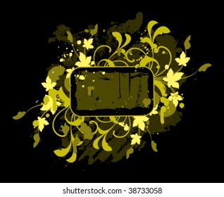 Floral banner with decorative elements