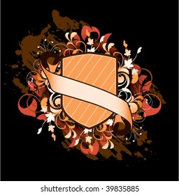 Floral banner with decorative elements