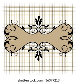 floral banner with geometric pattern behind