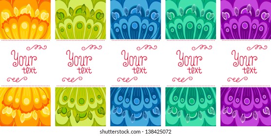Floral banner set. Card template with flowers. Party invitation.