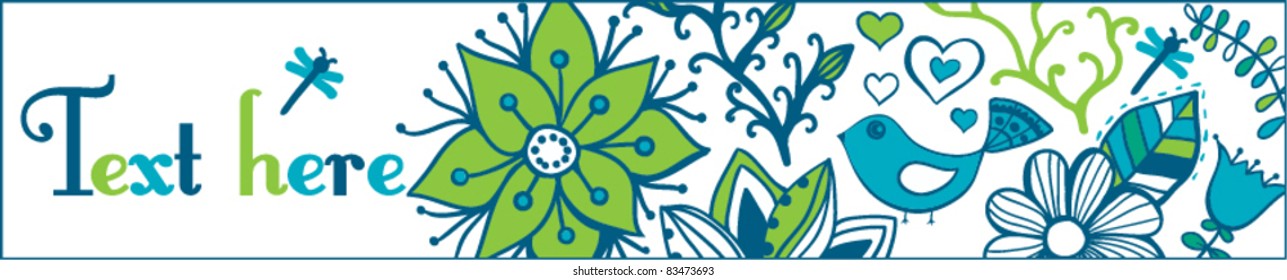 Floral banner, stylish floral banner, horizontal, floral banner or bookmark