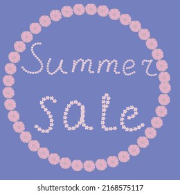 Floral banner with summer sale. Summer discounts and shopping. For shops. Discount offers. Vector. Flat style.