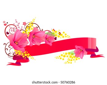 Floral banner with tulips