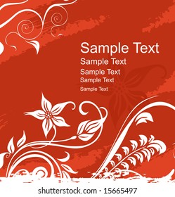 floral banner vector for sample text in red, illustration