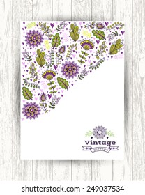 Floral banner in vintage style. bright retro ornament is perfect for the original design of wedding cards, invitation to a party, greeting card. vector
