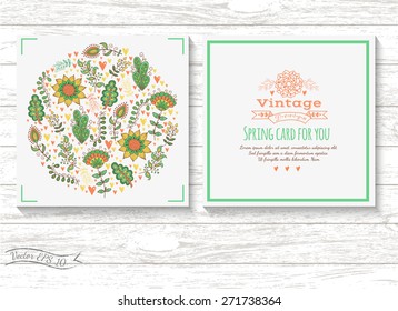 Floral banner in vintage style. bright retro ornament is perfect for the original design of wedding cards, invitation to a party, greeting card. vector