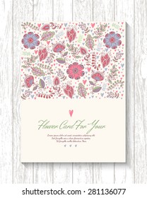 Floral banner in vintage style. bright retro ornament is perfect for the original design of wedding cards, invitation to a party, greeting card. vector