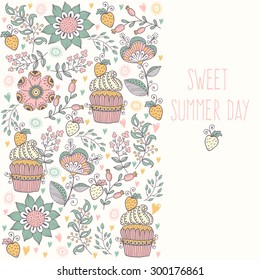 Floral banner in vintage style. bright retro ornament is perfect for the original design of wedding cards, invitation to a party, greeting card. vector