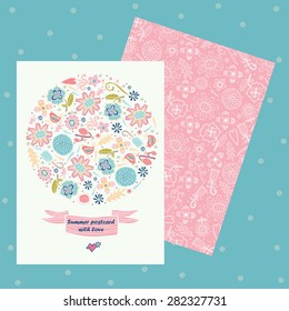 Floral banner in vintage style.Retro ornament is perfect for the original design of wedding cards, invitation to a party.